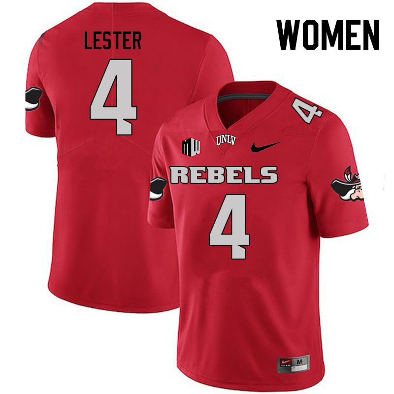 Women #4 Donavyn Lester UNLV Rebels College Football Jerseys Stitched Sale-Scarlet - Click Image to Close